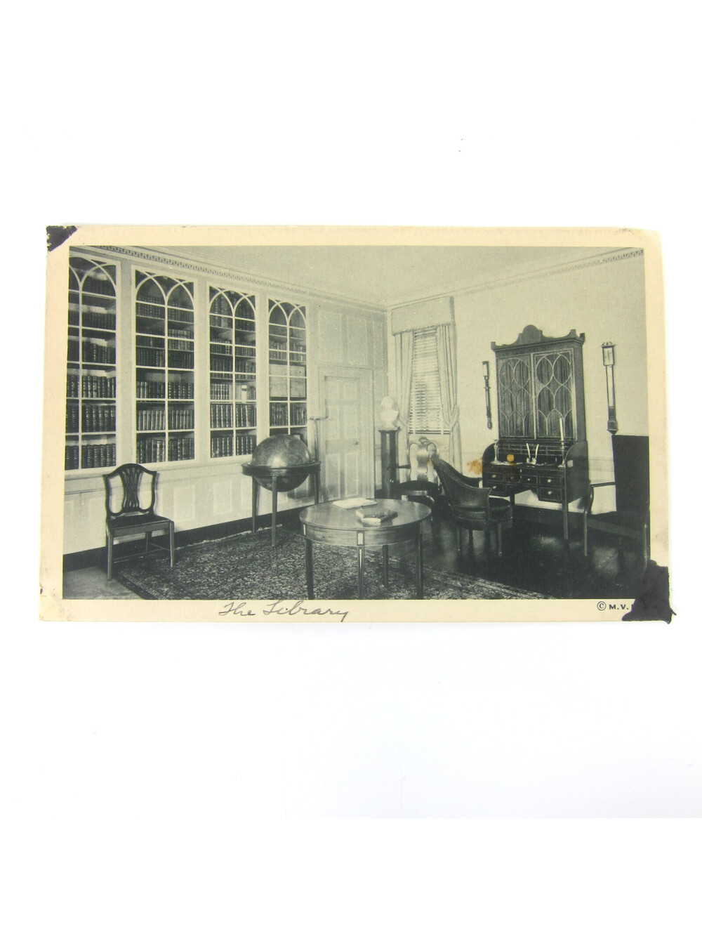Vintage Postcard George Washington Mount Vernon Mansion Library Virginia 1938